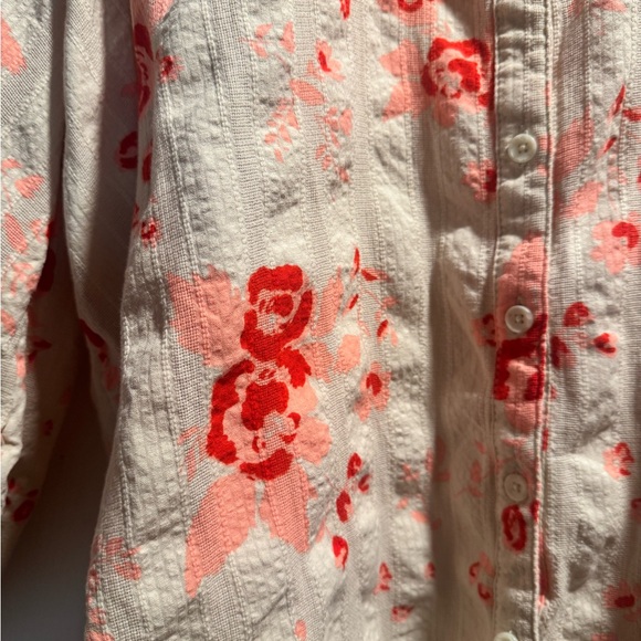 Free People Floral Button-Up Blouse with Ruffled Collar Size Medium - Picture 5 of 8